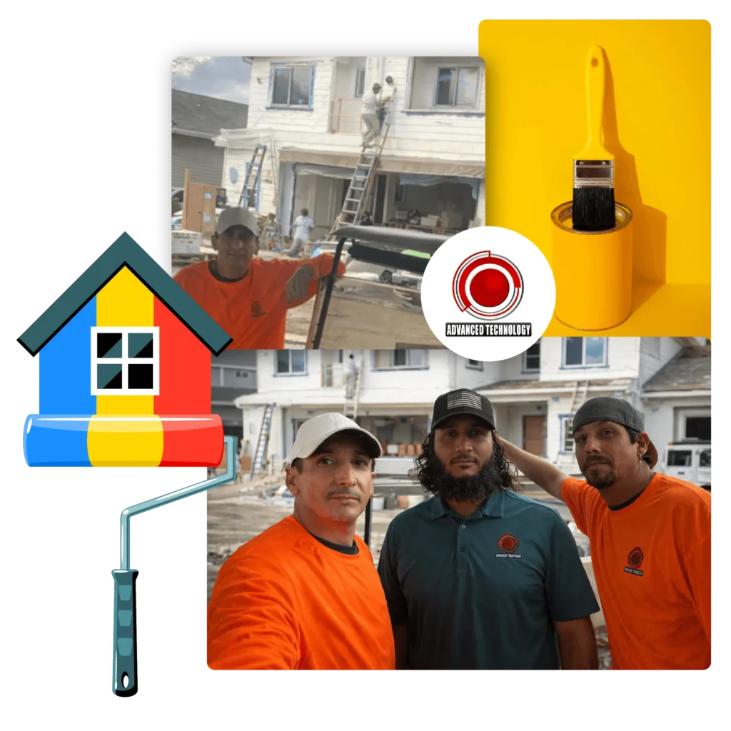 Advanced Technology painting crew on an exterior house painting job in Las Vegas